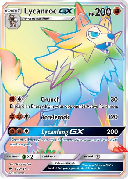 Lycanroc GX (Secret), SM - Burning Shadows 155/147
