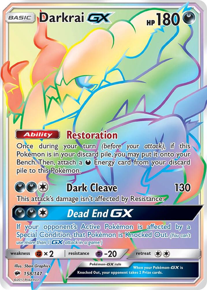 Darkrai GX (Secret), SM - Burning Shadows 158/147