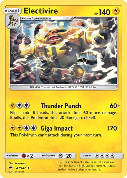 Electivire, SM - Burning Shadows 43/147