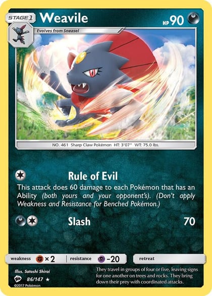 Weavile, SM - Burning Shadows 86/147