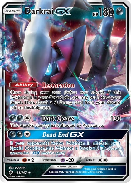 Darkrai GX, SM - Burning Shadows 88/147