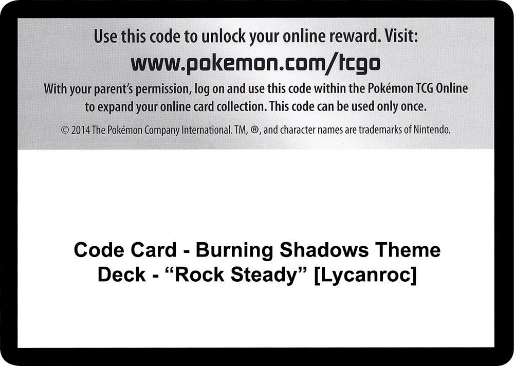 Code Card - Burning Shadows Theme Deck - "Rock Steady" [Lycanroc], SM - Burning Shadows P266414