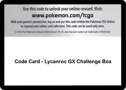 Code Card - Lycanroc GX Challenge Box, SM - Burning Shadows P266417
