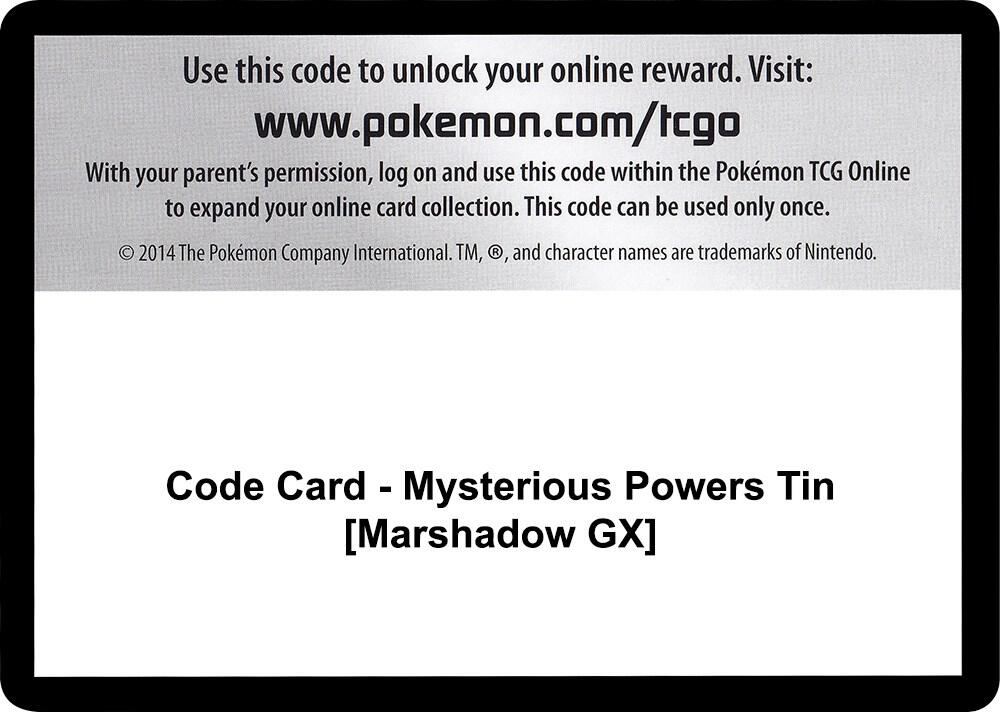 Code Card - Mysterious Powers Tin [Marshadow GX], SM - Burning Shadows P266419