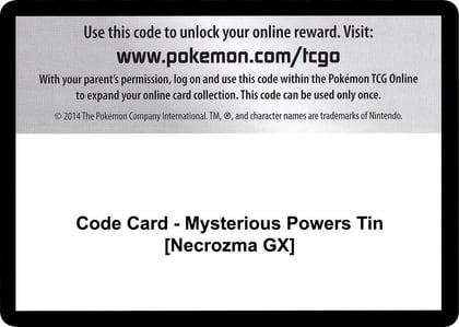 Code Card - Mysterious Powers Tin [Necrozma GX], SM - Burning Shadows P266420