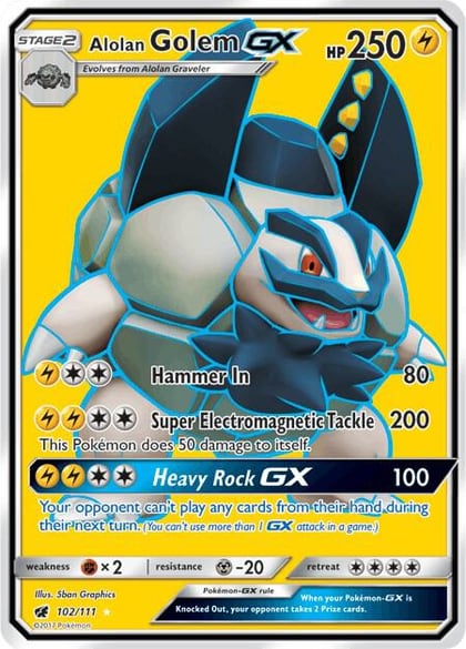 Alolan Golem GX (Full Art), SM - Crimson Invasion 102/111