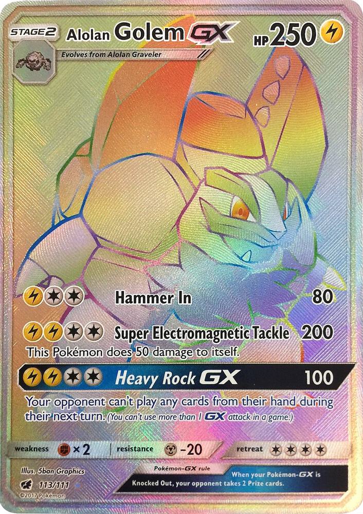 Alolan Golem GX (Secret), SM - Crimson Invasion 113/111