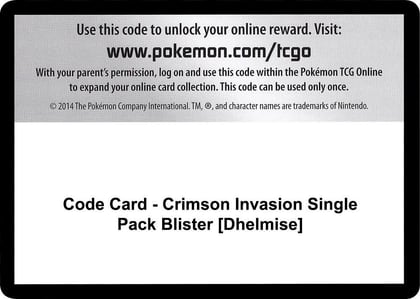 Code Card - Crimson Invasion Single Pack Blister [Dhelmise], SM - Crimson Invasion P266457