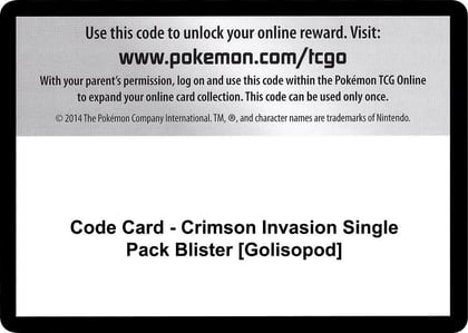 Code Card - Crimson Invasion Single Pack Blister [Golisopod], SM - Crimson Invasion P266459