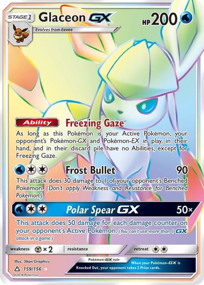 Glaceon GX (Secret Rare), SM - Ultra Prism 159/156