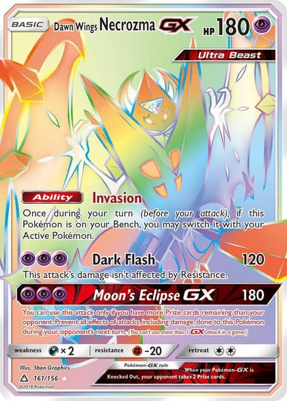 Dawn Wings Necrozma GX (Secret Rare), SM - Ultra Prism 161/156