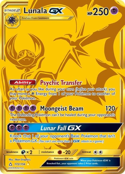 Lunala GX (Secret Rare), SM - Ultra Prism 172/156