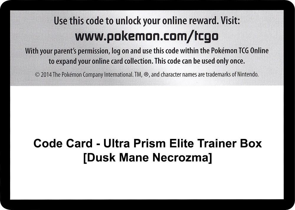 Code Card - Ultra Prism Elite Trainer Box [Dusk Mane Necrozma], SM - Ultra Prism P266566