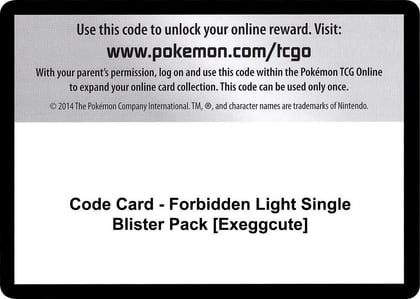 Code Card - Forbidden Light Single Blister Pack [Exeggcute], SM - Forbidden Light P266476