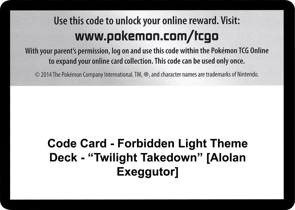 Code Card - Forbidden Light Theme Deck - "Twilight Takedown" [Alolan Exeggutor], SM - Forbidden Light P266479