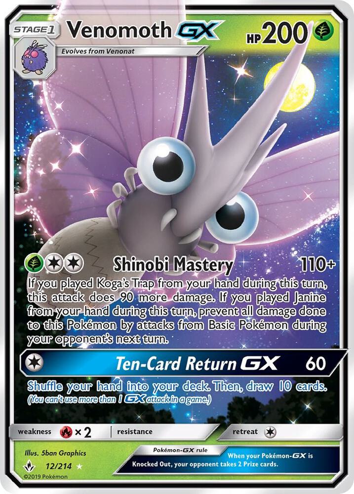 Venomoth GX, SM - Unbroken Bonds 12/214