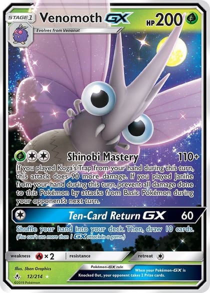 Venomoth GX, SM - Unbroken Bonds 12/214