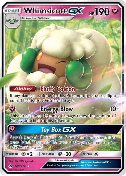 Whimsicott GX, SM - Unbroken Bonds 140/214