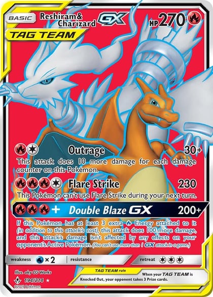 Reshiram & Charizard GX (Full Art), SM - Unbroken Bonds 194/214