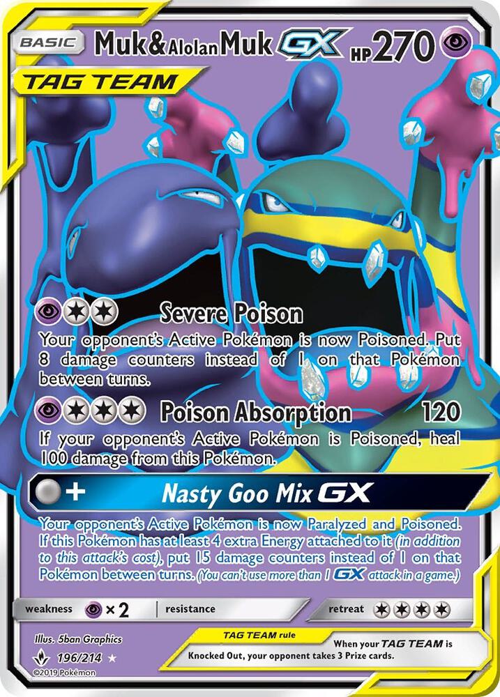 Muk & Alolan Muk GX (196) (Full Art), SM - Unbroken Bonds 196/214