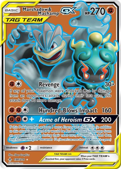 Marshadow & Machamp GX (198) (Full Art), SM - Unbroken Bonds 198/214