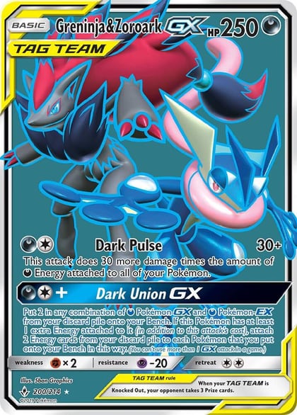 Greninja & Zoroark GX (200) (Full Art), SM - Unbroken Bonds 200/214