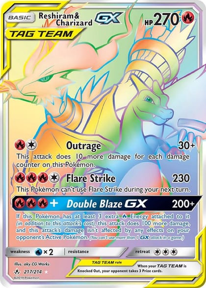 Reshiram & Charizard GX (Secret), SM - Unbroken Bonds 217/214