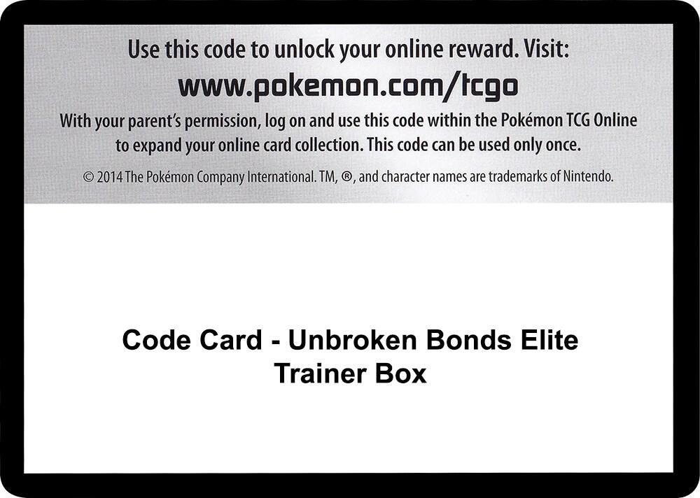 Code Card - Unbroken Bonds Elite Trainer Box, SM - Unbroken Bonds P266575