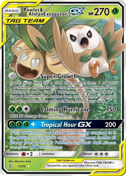Rowlet & Alolan Exeggutor GX, SM - Unified Minds 1/236