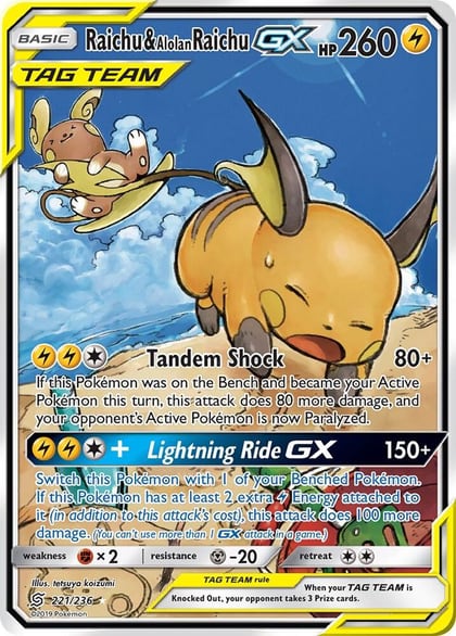 Raichu & Alolan Raichu GX (Alternate Full Art), SM - Unified Minds 221/236
