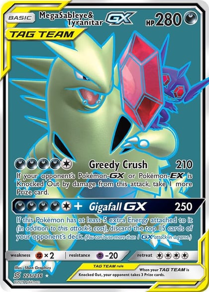 Mega Sableye & Tyranitar GX (Full Art), SM - Unified Minds 225/236