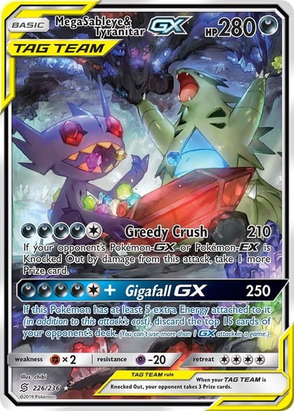 Mega Sableye & Tyranitar GX (Alternate Full Art), SM - Unified Minds 226/236