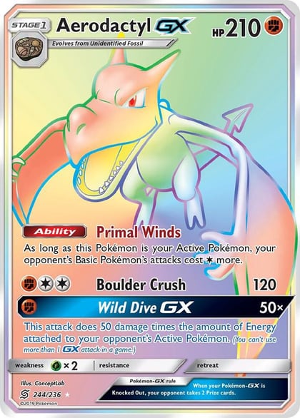 Aerodactyl GX (Secret), SM - Unified Minds 244/236