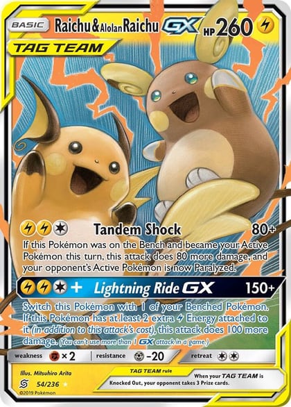 Raichu & Alolan Raichu GX, SM - Unified Minds 54/236