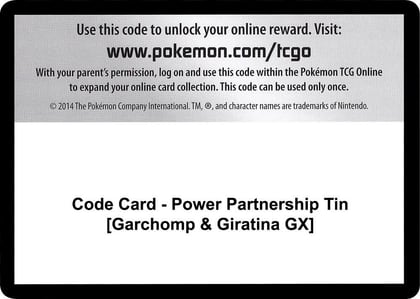 Code Card - Power Partnership Tin [Garchomp & Giratina GX], SM - Unified Minds P266524