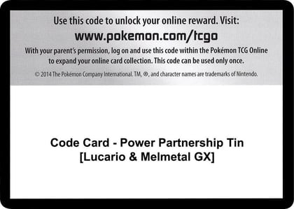 Code Card - Power Partnership Tin [Lucario & Melmetal GX], SM - Unified Minds P266525