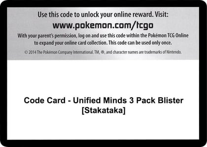 Code Card - Unified Minds 3 Pack Blister [Stakataka], SM - Unified Minds P266581
