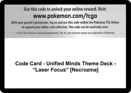 Code Card - Unified Minds Theme Deck - "Laser Focus" [Necrozma], SM - Unified Minds P266588