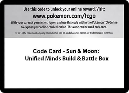 Code Card - Sun & Moon Unified Minds Build & Battle Box, SM - Unified Minds P588149