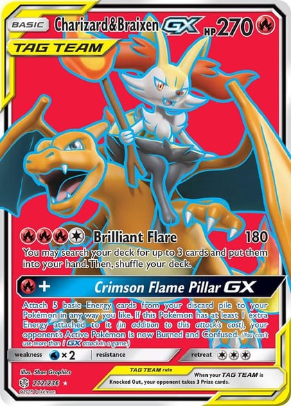 Charizard & Braixen GX (Full Art), SM - Cosmic Eclipse 212/236