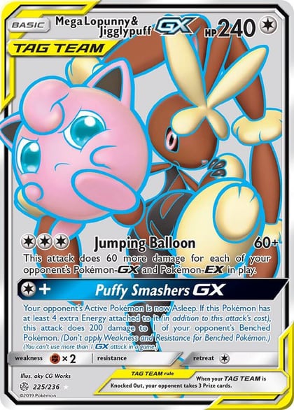 Mega Lopunny & Jigglypuff GX (Full Art), SM - Cosmic Eclipse 225/236