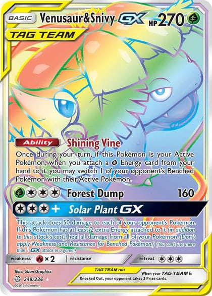 Venusaur & Snivy GX (Secret), SM - Cosmic Eclipse 249/236