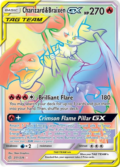Charizard & Braixen GX (Secret), SM - Cosmic Eclipse 251/236