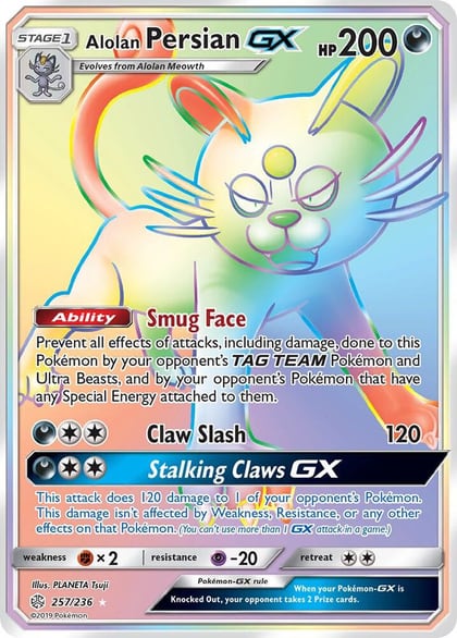Alolan Persian GX (Secret), SM - Cosmic Eclipse 257/236