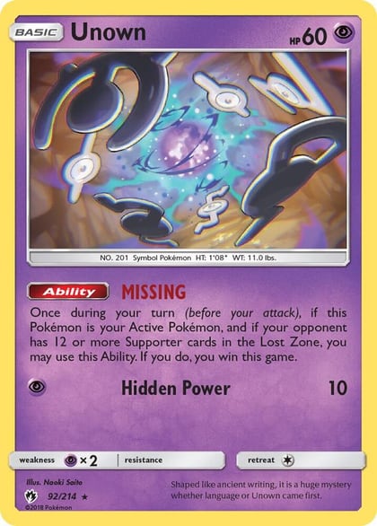 Unown (92), SM - Lost Thunder 92/214