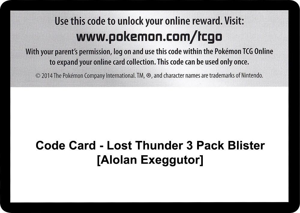 Code Card - Lost Thunder 3 Pack Blister [Alolan Exeggutor], SM - Lost Thunder P266498
