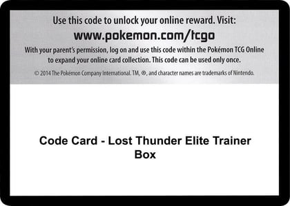 Code Card - Lost Thunder Elite Trainer Box, SM - Lost Thunder P266500