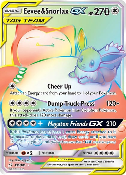 Eevee & Snorlax GX (Secret), SM - Team Up 191/181