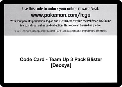 Code Card - Team Up 3 Pack Blister [Deoxys], SM - Team Up P266542