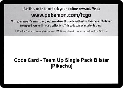 Code Card - Team Up Single Pack Blister [Pikachu], SM - Team Up P266547